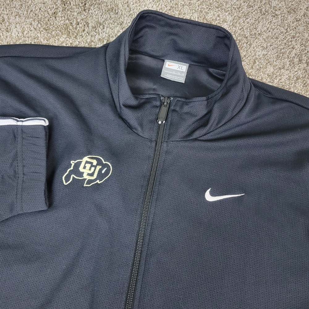 Nike Colorado Buffaloes Mens XL Solid Black Performance Stretch Full Zip Jacket